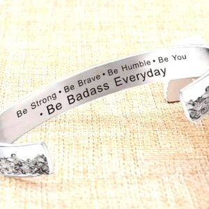 NEW Stainless steel Cuff Bracelet "Be a Badass Everyday " Bracelet
